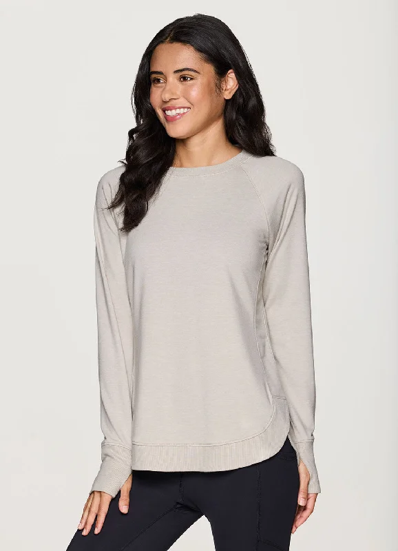 Studio French Terry Sweatshirt Hoodie with High-Low Hem Asymmetrical Trendy