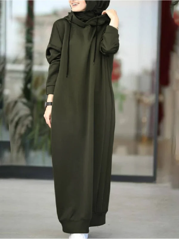Women Muslim Dress Sweatshirt Dress 2022 Stylish Hoodies Long Sleeve Maxi Dress Female Casual Solid Hooded Vestidos Robe Hoodie with Set-In Sleeves Structured Classic Women Muslim Dress Sweatshirt Dress 2022 Stylish Hoodies Long Sleeve Maxi Dress Female Casual Solid Hooded Vestidos Robe Hoodie with Set-In Sleeves Structured Classic