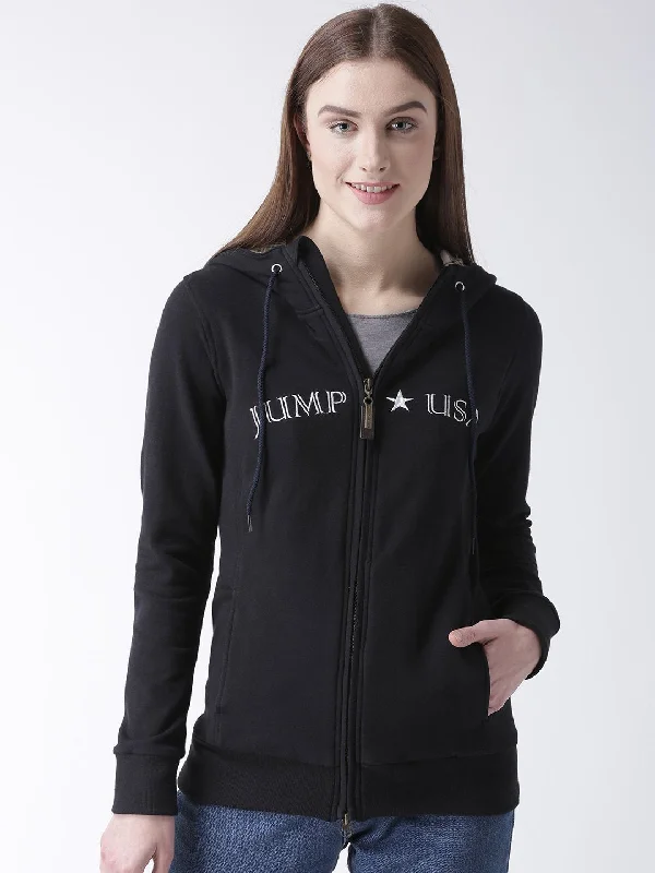 Women Cotton Casual Long Sleeve Black Winter Sweatshirt Hoodie with Ribbed Neckline Snug Warm Women Cotton Casual Long Sleeve Black Winter Sweatshirt Hoodie with Ribbed Neckline Snug Warm