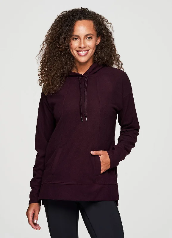 Carmella Plush Hoodie Tunic Hoodie with Front Slit Layering Stylish
