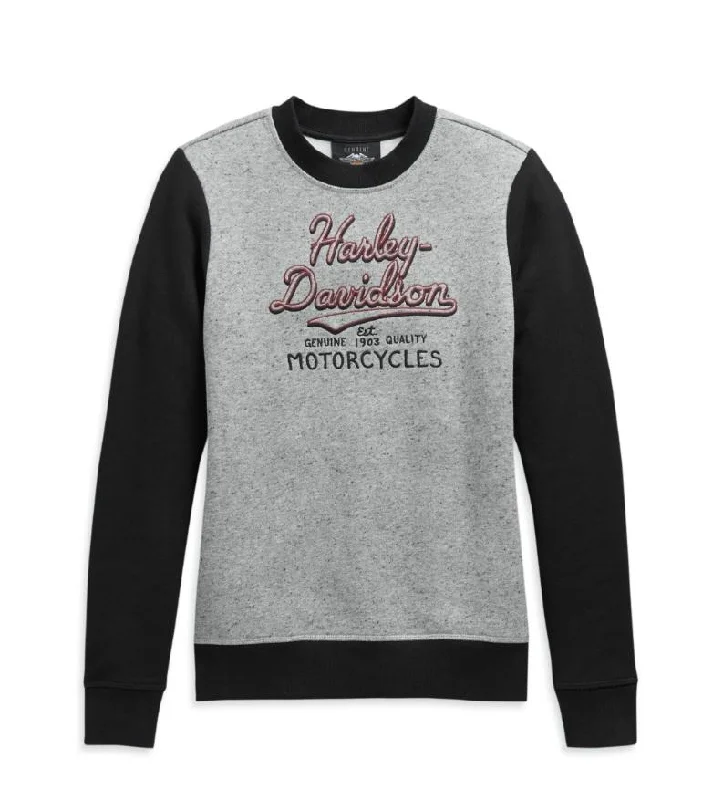 Harley-Davidson® Women's Colorblock Pullover Sweatshirt - 99119-20VW Hoodie with Raw Hem Edgy Unfinished Harley-Davidson® Women's Colorblock Pullover Sweatshirt - 99119-20VW Hoodie with Raw Hem Edgy Unfinished