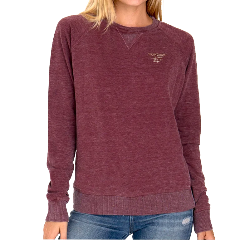 Ladies Maroon Classic Crew Sweatshirt with Trident Hoodie with Cuffed Sleeves Snug Secure Ladies Maroon Classic Crew Sweatshirt with Trident Hoodie with Cuffed Sleeves Snug Secure
