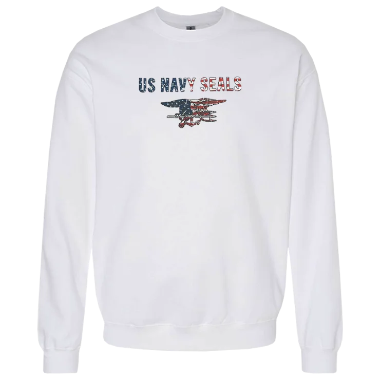 Ladies US NAVY SEALS Trident Flag Crewneck Sweatshirt Zip Hoodie Drawstring Kangaroo Pocket Ladies US NAVY SEALS Trident Flag Crewneck Sweatshirt Zip Hoodie Drawstring Kangaroo Pocket