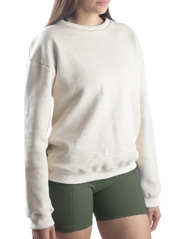 Mid-Weight Fleece Crew Sweatshirt Hoodie with Hem Detail Decorative Unique