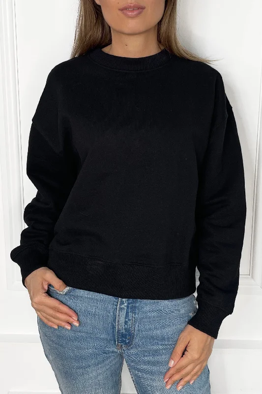 PAIGE BLACK SWEATSHIRT Hoodie with Metallic Shiny Futuristic