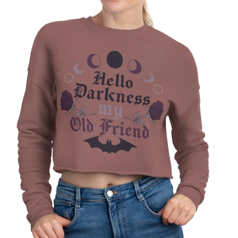 Women's Hellow Darkness My Old Friend Cropped Sweatshirt Hoodie with Pastel Soft Subtle Women's Hellow Darkness My Old Friend Cropped Sweatshirt Hoodie with Pastel Soft Subtle