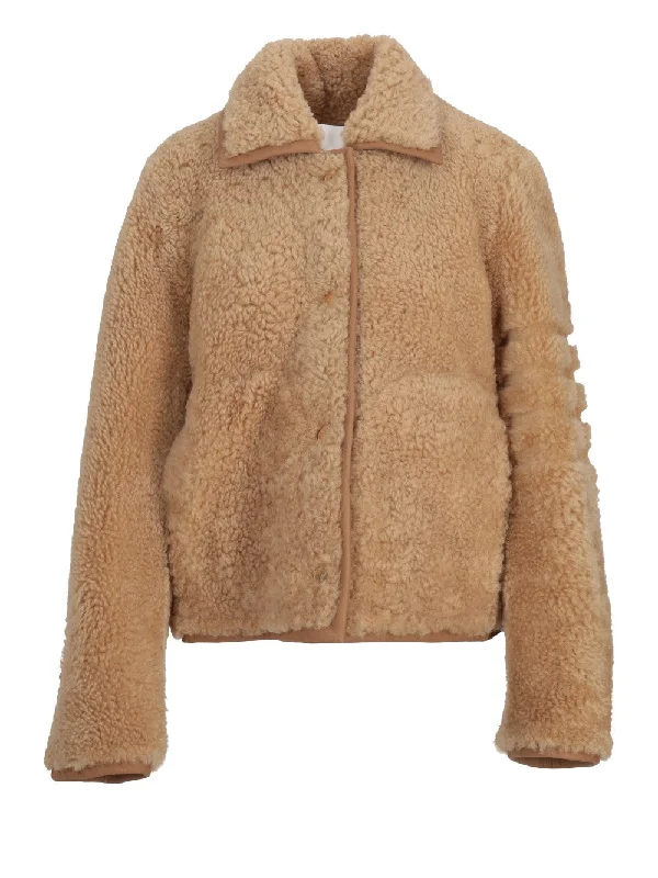 BELL SLEEVE JACKET W/ SHAVED 4BAR IN SHEARLING Snapped Jacket Toggled Jacket Drawstring Jacket BELL SLEEVE JACKET W/ SHAVED 4BAR IN SHEARLING Snapped Jacket Toggled Jacket Drawstring Jacket