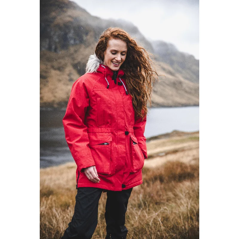Caption Women's Padded Waterproof Parka Jacket in Red Faux Fur Jacket Real Fur Jacket Shearling Jacket Caption Women's Padded Waterproof Parka Jacket in Red Faux Fur Jacket Real Fur Jacket Shearling Jacket