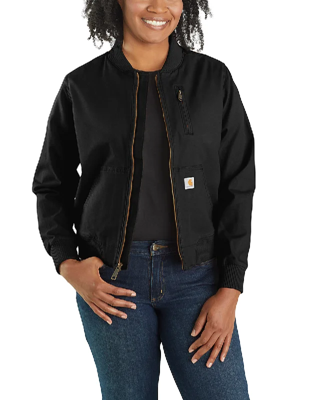 Carhartt Women's Canvas Bomber Jacket - Black Cardigan Sweater Pullover
