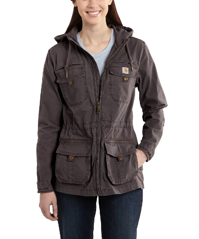 Carhartt Women's El Paso Utility Jacket - Dark Shale Faux Fur Jacket Real Fur Jacket Shearling Jacket