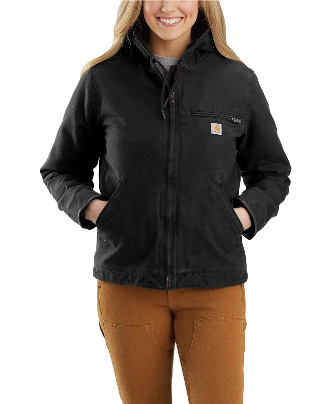 Carhartt Women's Sherpa Lined Sierra Jacket - Black Rayon Fabric Velvet Fabric Corduroy Fabric Carhartt Women's Sherpa Lined Sierra Jacket - Black Rayon Fabric Velvet Fabric Corduroy Fabric