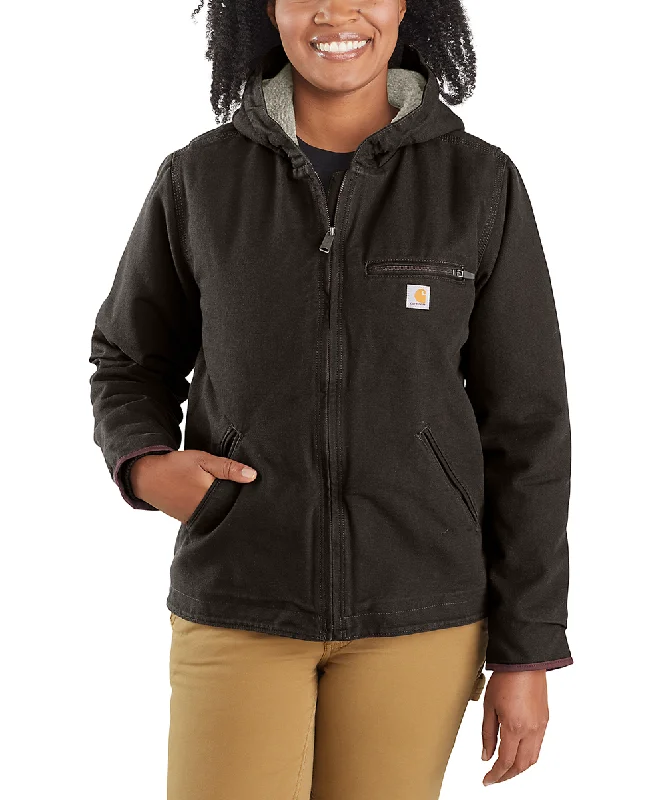 Carhartt Women's Sherpa Lined Sierra Jacket - Dark Brown Denim Jacket Leather Jacket Suede Jacket Carhartt Women's Sherpa Lined Sierra Jacket - Dark Brown Denim Jacket Leather Jacket Suede Jacket