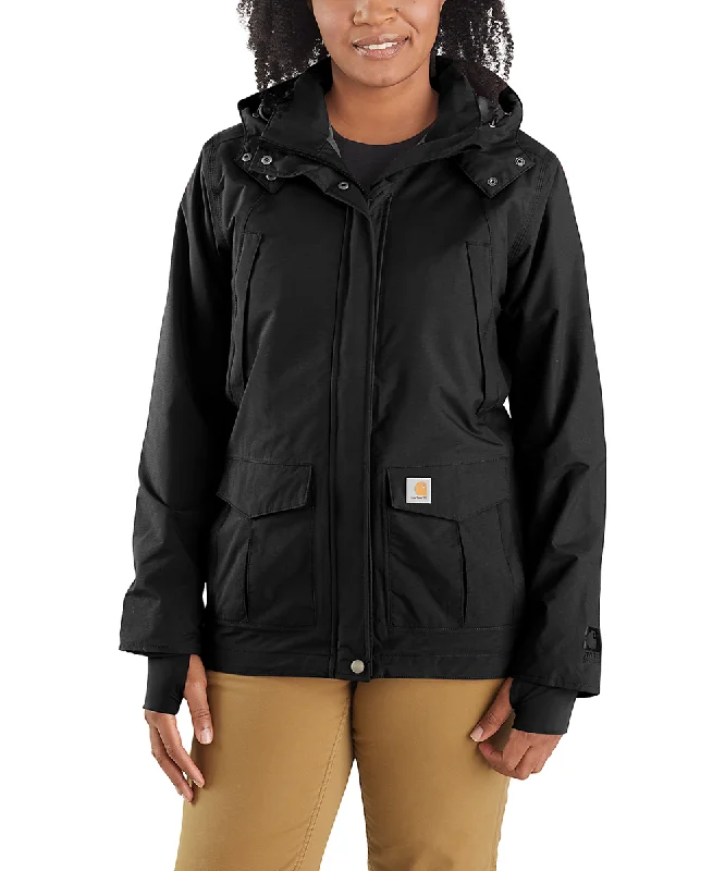 Carhartt Women's Waterproof Shoreline Jacket - Black Fleece Fabric Down Fabric Feather Fabric Carhartt Women's Waterproof Shoreline Jacket - Black Fleece Fabric Down Fabric Feather Fabric