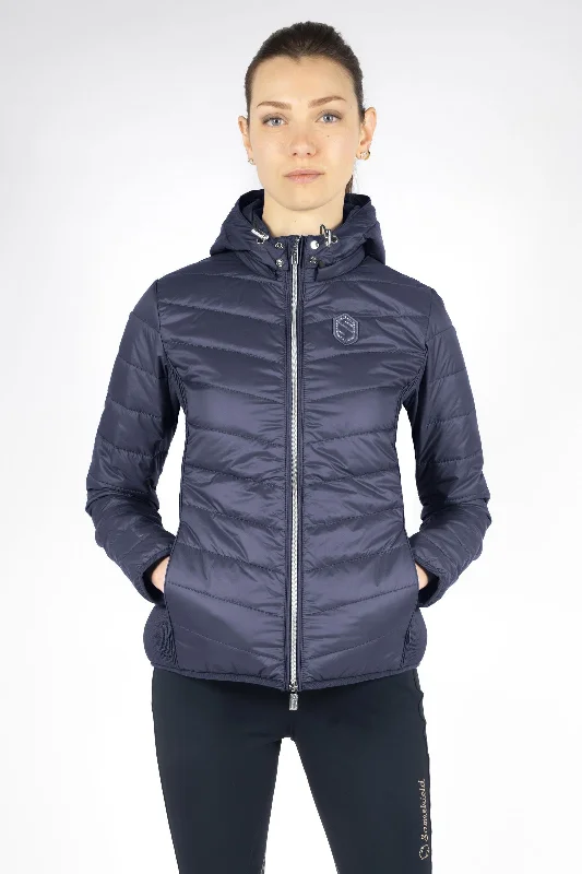 Davos Woman Downjacket - NAVY - BLACK CHROME Wool Fabric Cashmere Fabric Tweed Fabric Davos Woman Downjacket - NAVY - BLACK CHROME Wool Fabric Cashmere Fabric Tweed Fabric
