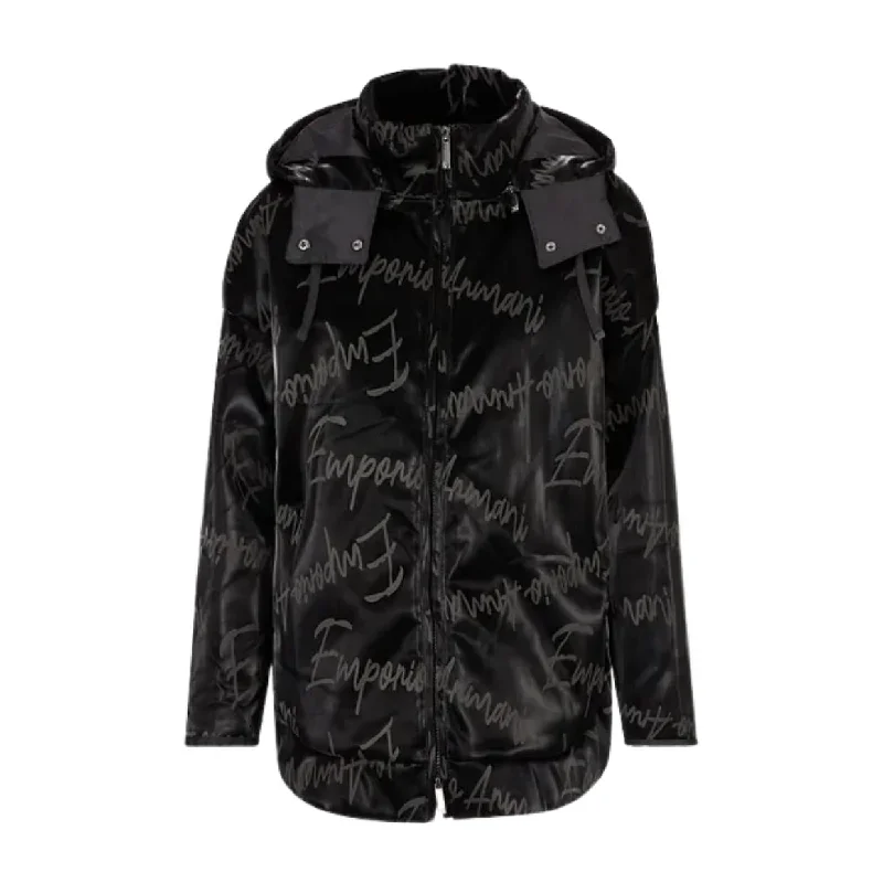 Emporio Armani All-Over Logo Black Vinyl Jacket Nylon Jacket Polyester Jacket Spandex Jacket Emporio Armani All-Over Logo Black Vinyl Jacket Nylon Jacket Polyester Jacket Spandex Jacket