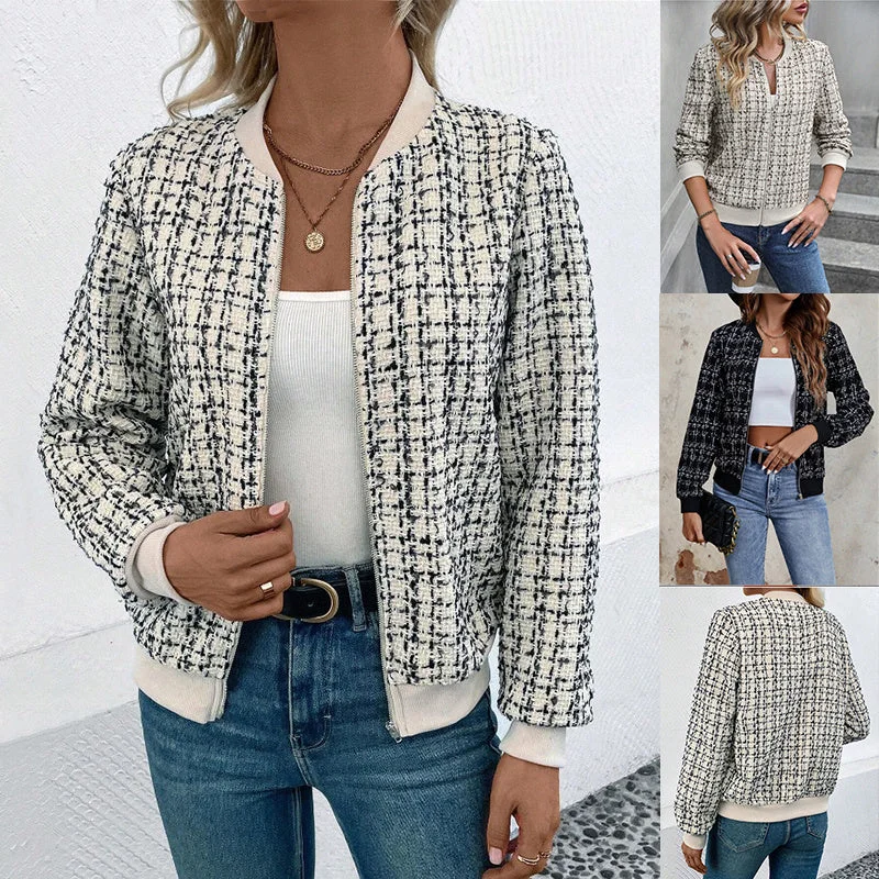 Fashionable & Versatile Plaid Zipper Jacket Notch Collar Jacket Peter Pan Collar Jacket Cowl Neck Jacket Fashionable & Versatile Plaid Zipper Jacket Notch Collar Jacket Peter Pan Collar Jacket Cowl Neck Jacket