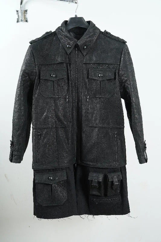 Handmade FF XV Noctis Lucis Black Cosplay Costume Leather Jacket Knit Fabric Woven Fabric Fleece Fabric Handmade FF XV Noctis Lucis Black Cosplay Costume Leather Jacket Knit Fabric Woven Fabric Fleece Fabric