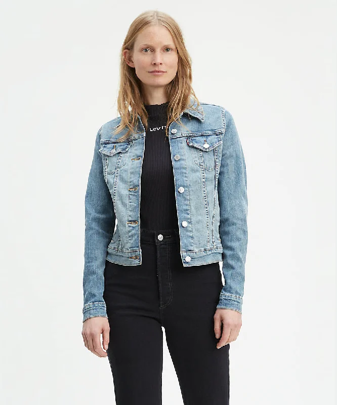 Levi's Women's Original Trucker Jacket - Light Stonewash Tiered Jacket Buttoned Jacket Zippered Jacket Levi's Women's Original Trucker Jacket - Light Stonewash Tiered Jacket Buttoned Jacket Zippered Jacket