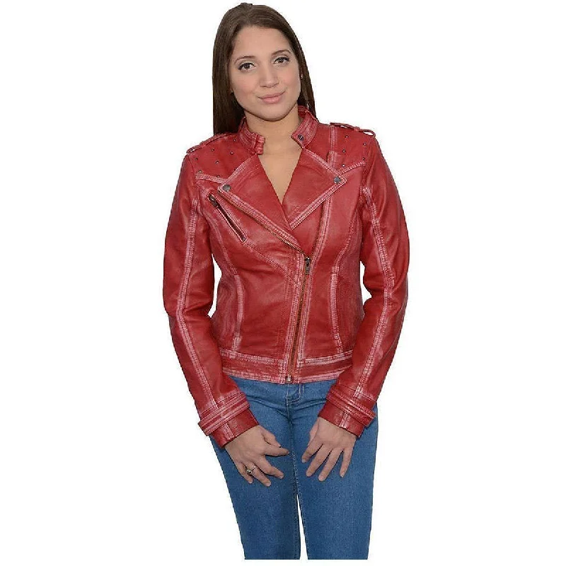 Milwaukee Leather Women's Maiden Red Premium Sheepskin Motorcycle Fashion Leather Jacket SFL2840 Rayon Fabric Velvet Fabric Corduroy Fabric Milwaukee Leather Women's Maiden Red Premium Sheepskin Motorcycle Fashion Leather Jacket SFL2840 Rayon Fabric Velvet Fabric Corduroy Fabric