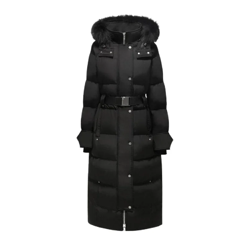 Moose Knuckles Cloud Long Black Parka Jacket Wool Fabric Cashmere Fabric Tweed Fabric Moose Knuckles Cloud Long Black Parka Jacket Wool Fabric Cashmere Fabric Tweed Fabric