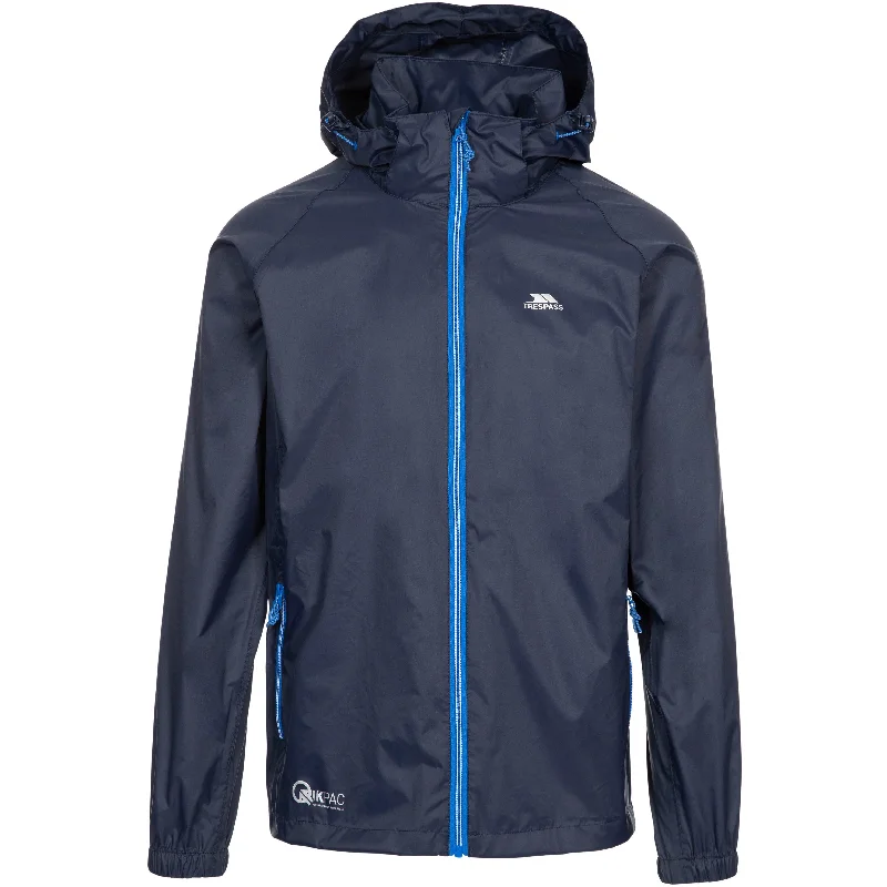 Qikpac X Adults Unisex Unpadded Waterproof Packaway Jacket in Navy Satin Fabric Silk Fabric Chiffon Fabric Qikpac X Adults Unisex Unpadded Waterproof Packaway Jacket in Navy Satin Fabric Silk Fabric Chiffon Fabric