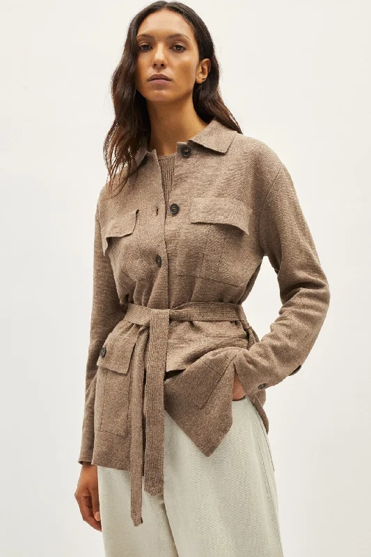 The Linen Cotton Sahariana Jacket Welt Pockets Slit Pockets Flap Pockets
