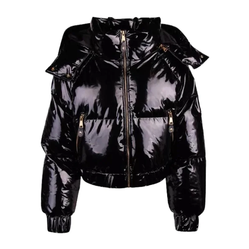 Versace Jeans Couture Vinyl Black Puffer Jacket Belted Jacket Elasticated Jacket Padded Jacket Versace Jeans Couture Vinyl Black Puffer Jacket Belted Jacket Elasticated Jacket Padded Jacket