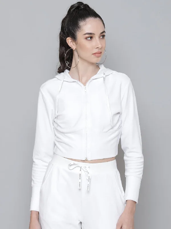Women Solid White Full Sleeve Jacket Tailored Jacket Straight Jacket A-Line Jacket