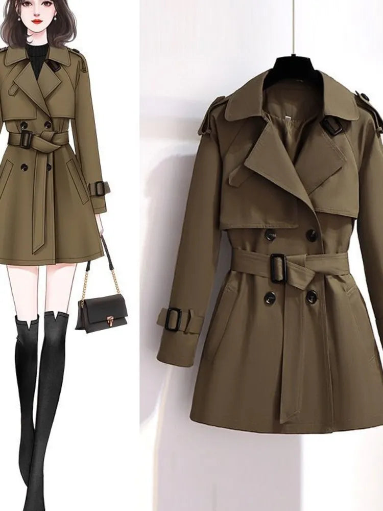 Women Vintage Elegant Clothes Trench Coat All-match Elegant Fashion Double Breasted Loose Street Short Jacket Spring Autumn New Fleece Jacket Down Jacket Feather Jacket Women Vintage Elegant Clothes Trench Coat All-match Elegant Fashion Double Breasted Loose Street Short Jacket Spring Autumn New Fleece Jacket Down Jacket Feather Jacket
