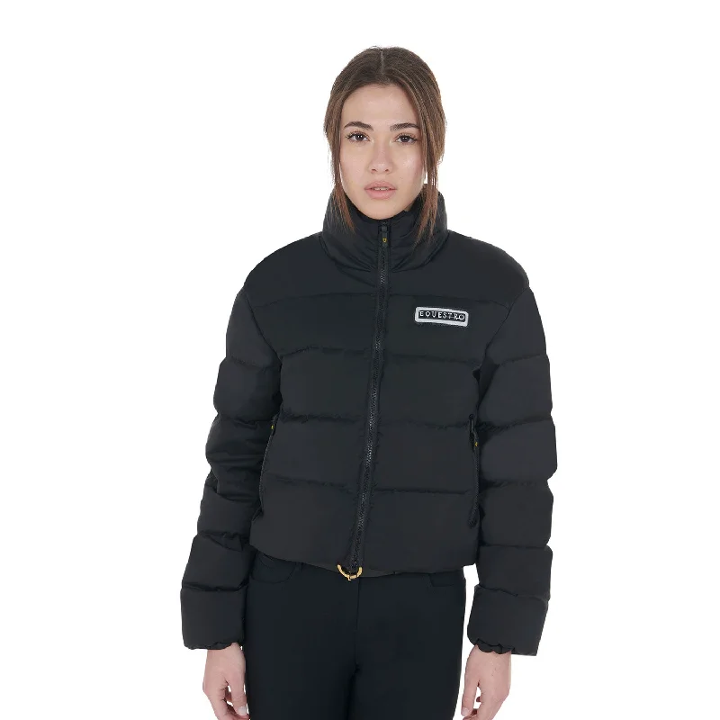Women's Cropped Stretch Fabric Down Jacket - Black Fleece Jacket Down Jacket Feather Jacket Women's Cropped Stretch Fabric Down Jacket - Black Fleece Jacket Down Jacket Feather Jacket