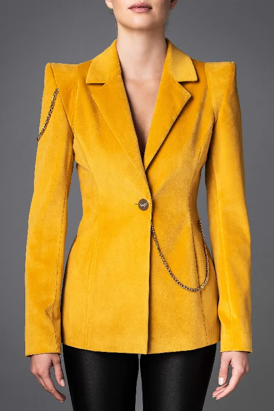 Women's Velvet Jacket - Boldness Yellow Hooded Jacket Caped Jacket Shawl Collar Jacket Women's Velvet Jacket - Boldness Yellow Hooded Jacket Caped Jacket Shawl Collar Jacket