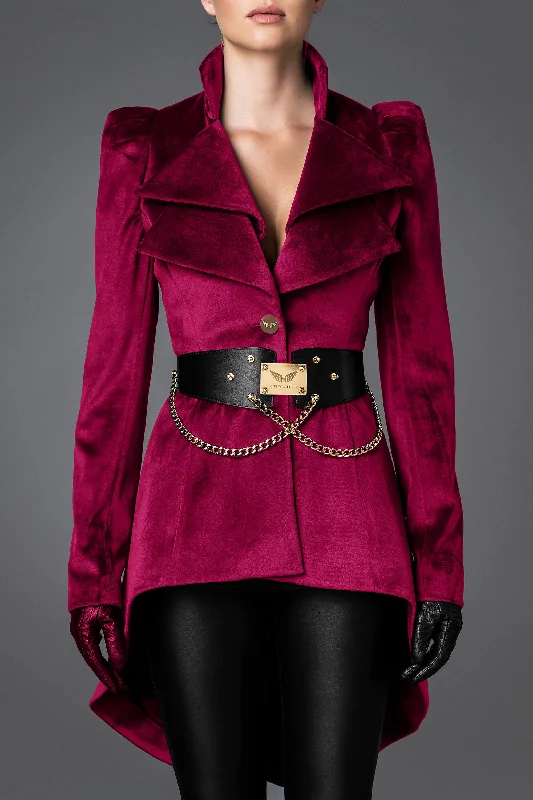 Women's Velvet Jacket - Wisdom Magenta One-Shoulder Jacket Off-the-Shoulder Jacket Asymmetrical Jacket Women's Velvet Jacket - Wisdom Magenta One-Shoulder Jacket Off-the-Shoulder Jacket Asymmetrical Jacket