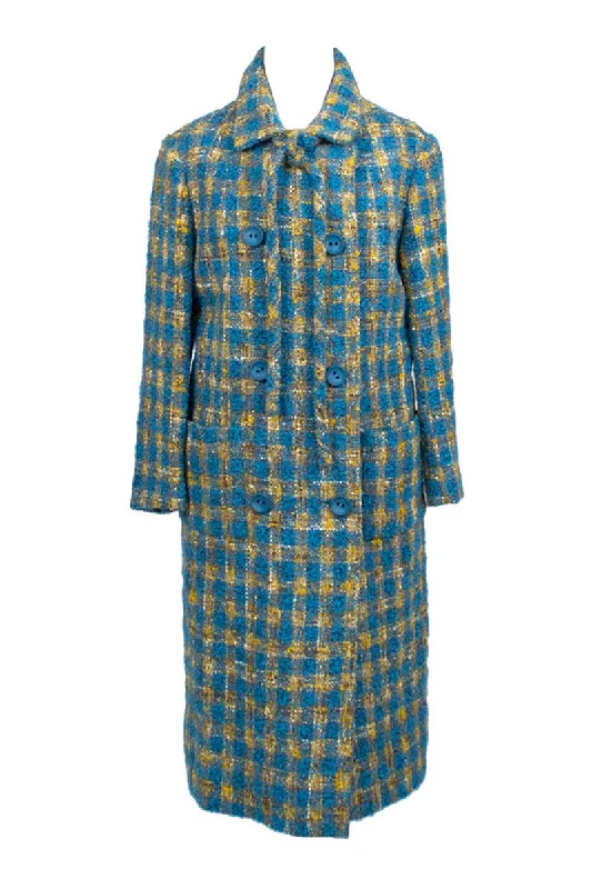 1960s Ramuz Blue & Gold Wool Long Coat & Matching Skirt velvet skirt luxury