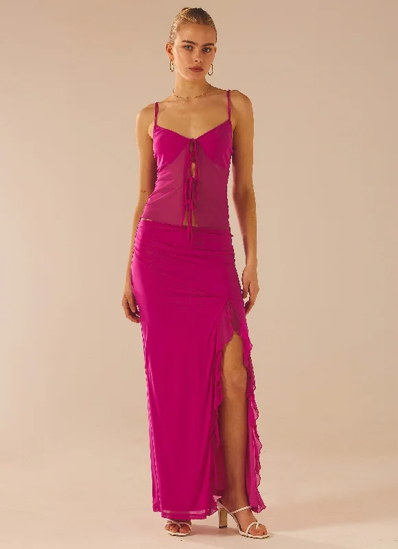 Bittersweet Mesh Maxi Skirt - Mulberry maxi skirt elegant