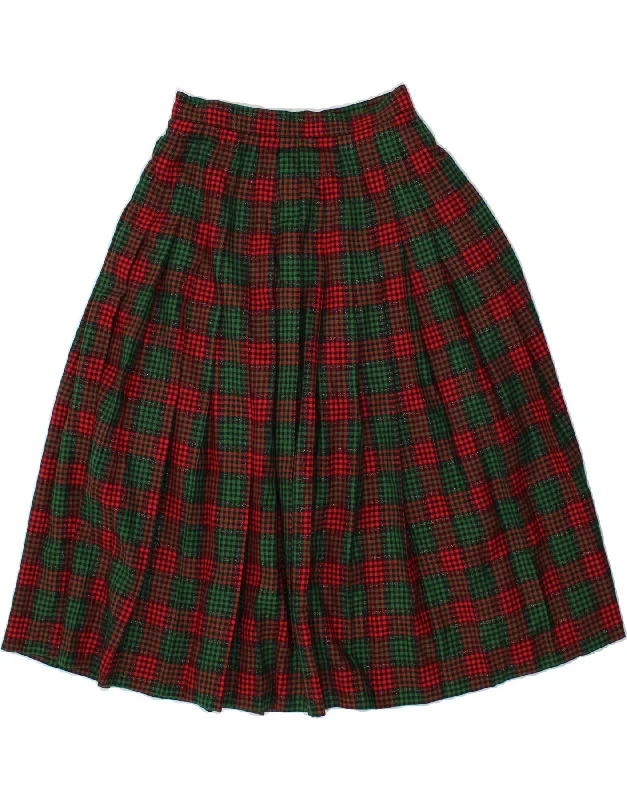 BLARNEY Womens A-Line Skirt UK 14 Medium W30  Red Check Wool low waist skirt