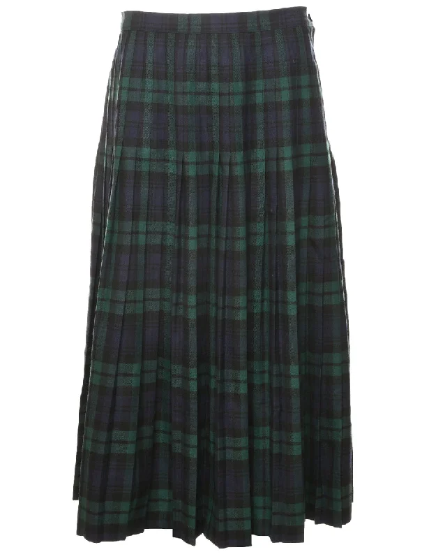 Checked Midi Skirt - M velvet skirt plush