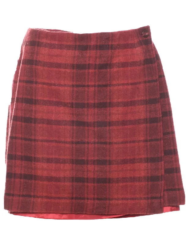 Checked Pencil Skirt - L velvet skirt glossy