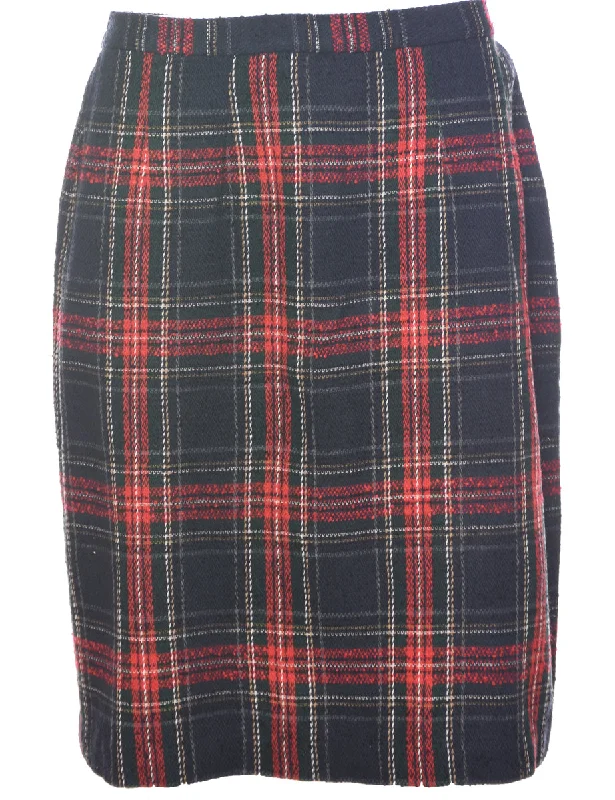 Checked Pencil Skirt - M wool skirt warm