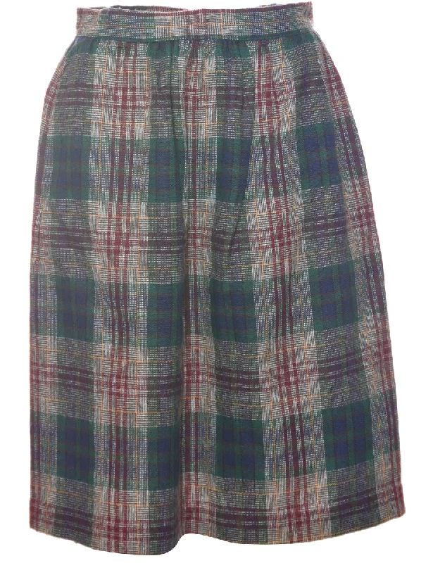 Checked Pencil Skirt - M linen skirt airy