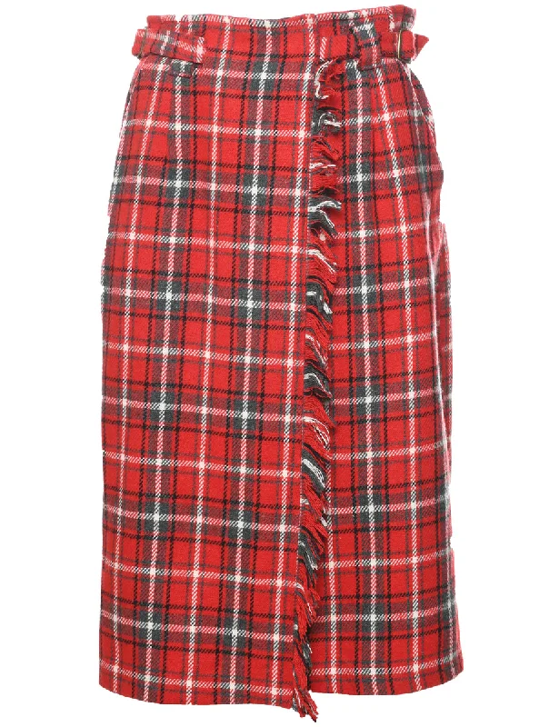 Checked Pencil Skirt - S chiffon skirt lightweight