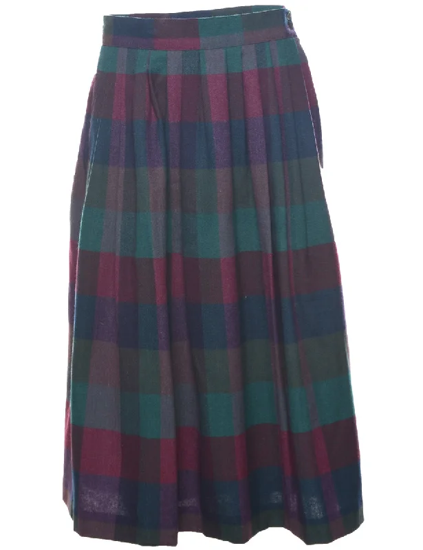 Checked Pleated Skirt - M slim fit skirt