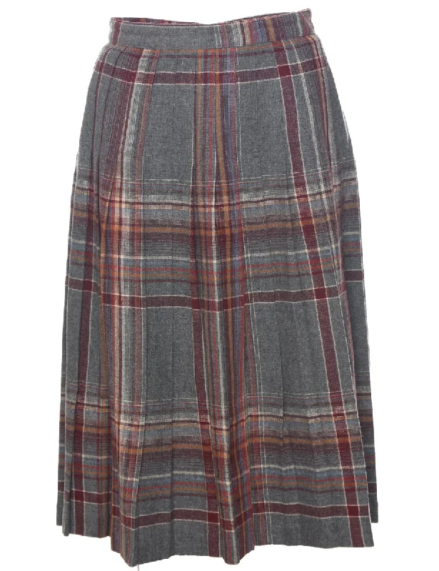 Checked Pleated Skirt - S wrap skirt elegant