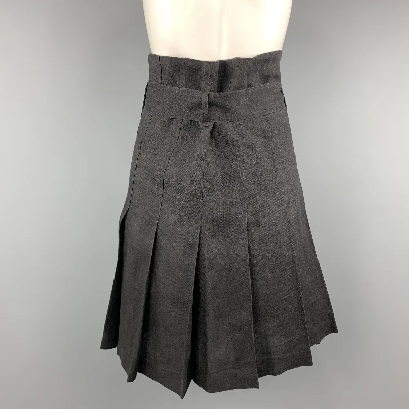 COMME des GARCONS Size S Black Linen Pleated Gathered Band Skirt seamless skirt comfort