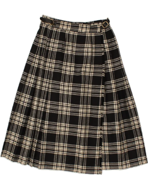 ELLE ERRE Womens Wrap Skirt W28 Medium Black Check Wool tulle skirt dreamy