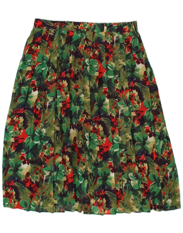 GERRY WEBER Womens Knife Pleated Skirt EU 40 Medium W36 Green Floral summer skirt style