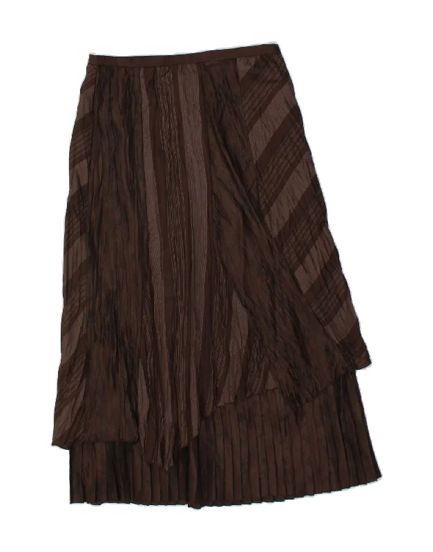 GERRY WEBER Womens Maxi Skirt UK 12 Medium W28 Brown Striped Polyester wrap skirt elegant