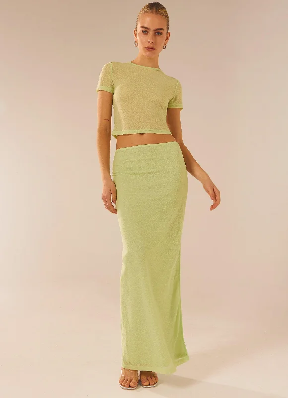 Just Like Magic Maxi Skirt - Lime slim fit skirt