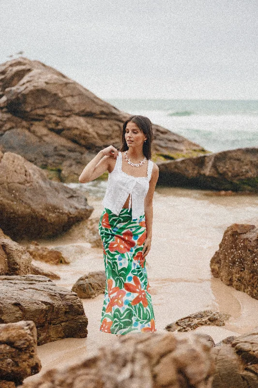 Lenny Midi Skirt - Kauai zip skirt side