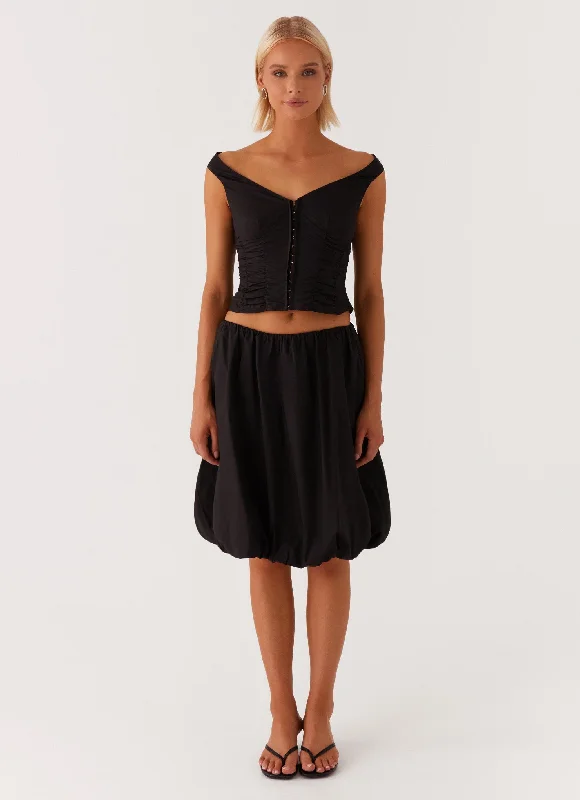 Make Way Bubble Midi Skirt - Black wool skirt sturdy