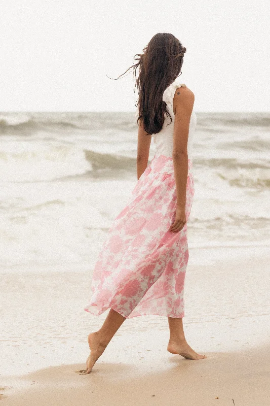 Miami Maxi Skirt - Pink Floral cashmere skirt plush